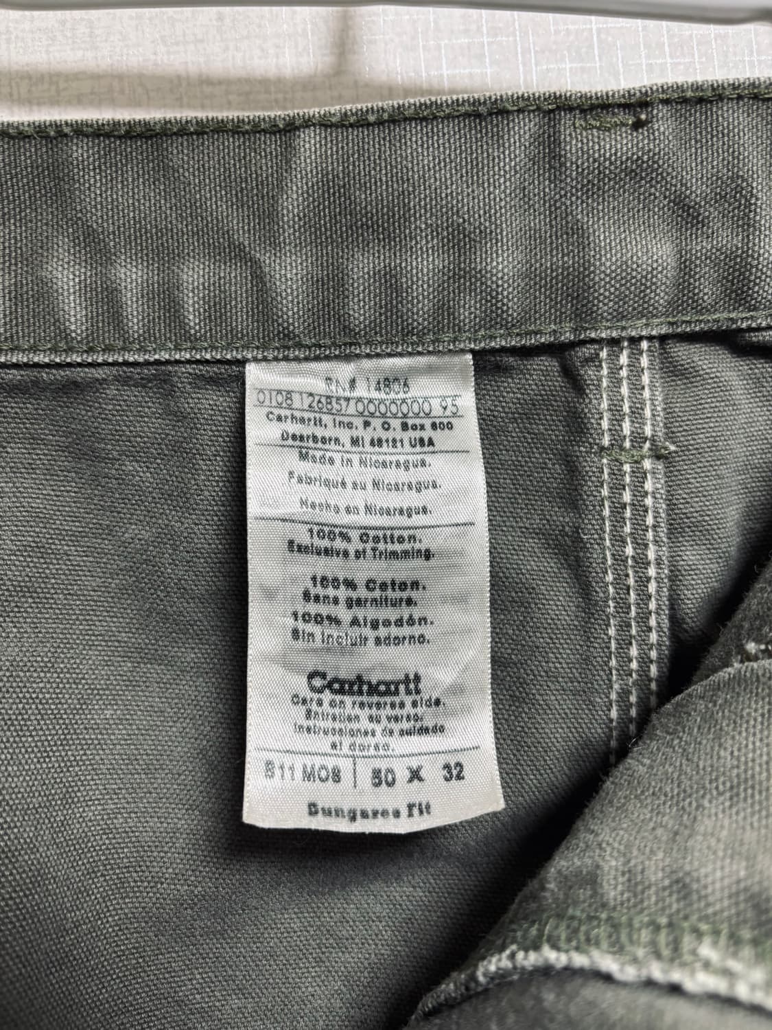 Carhartt 칼하트 모스그린 더블니 오리지널 워크 팬츠 상품이미지3