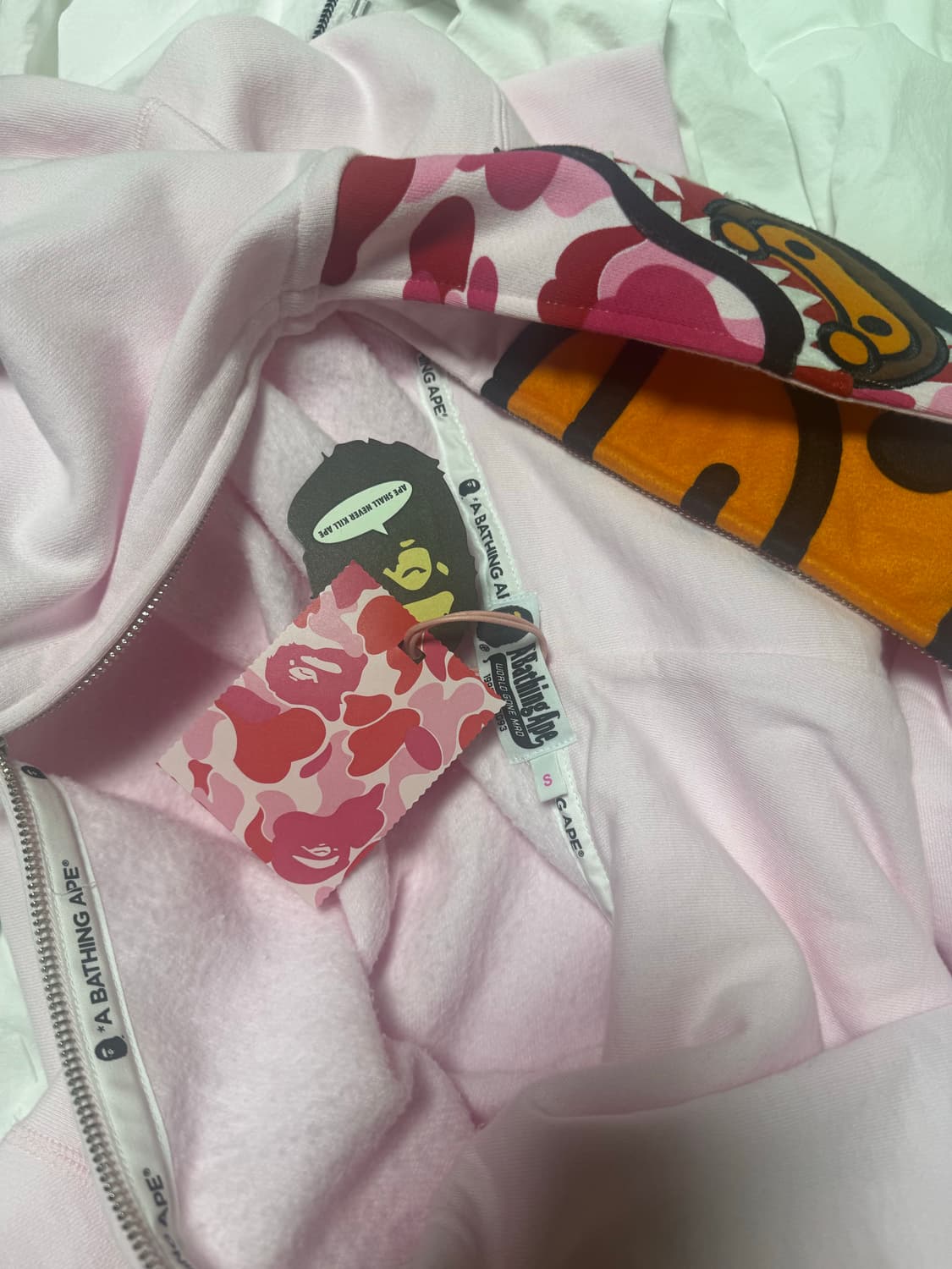 베이프 마일로 샤크 풀 집 더블후드 핑크 상품이미지4