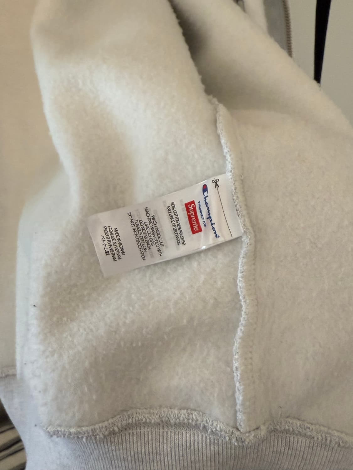 슈프림 x 챔피온 집업 후드 스웨트셔츠 애쉬 그레이 - 24SS 상품이미지5