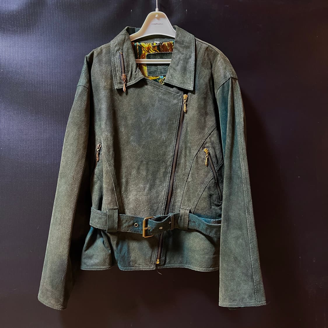  90s 이태리 메이드 라이더 자켓 파이톤 엠보싱 상품이미지2