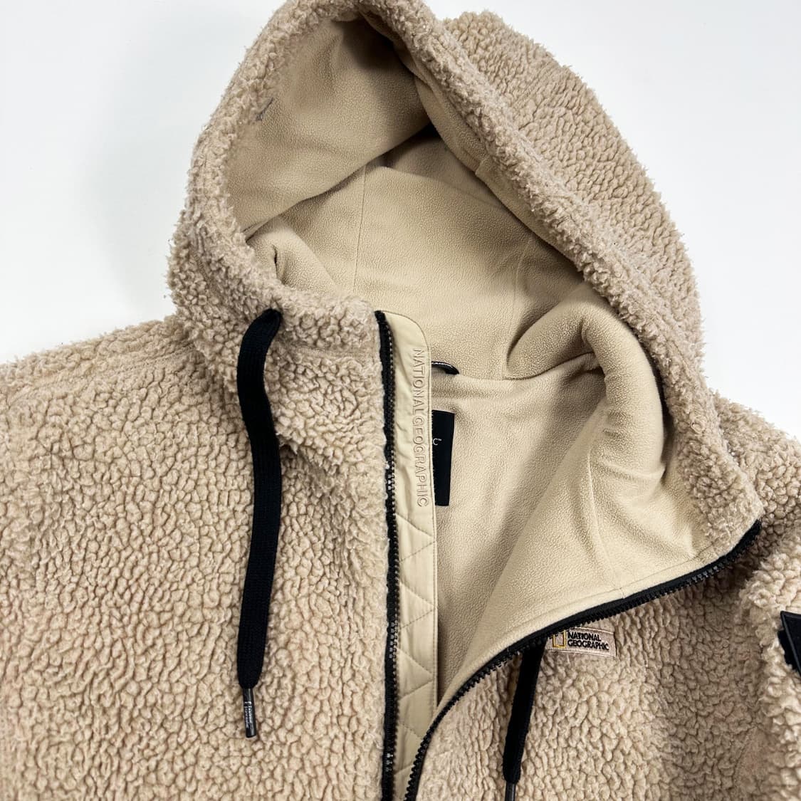 내셔널지오그래픽 베이지 후리스 후드집업 (M) 상품이미지5