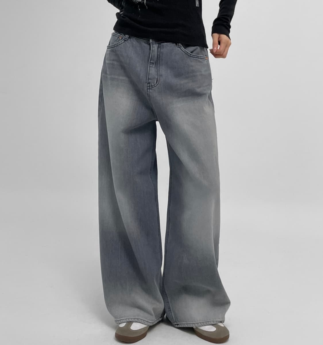 블랙업 워싱 와이드 팬츠 상품이미지2