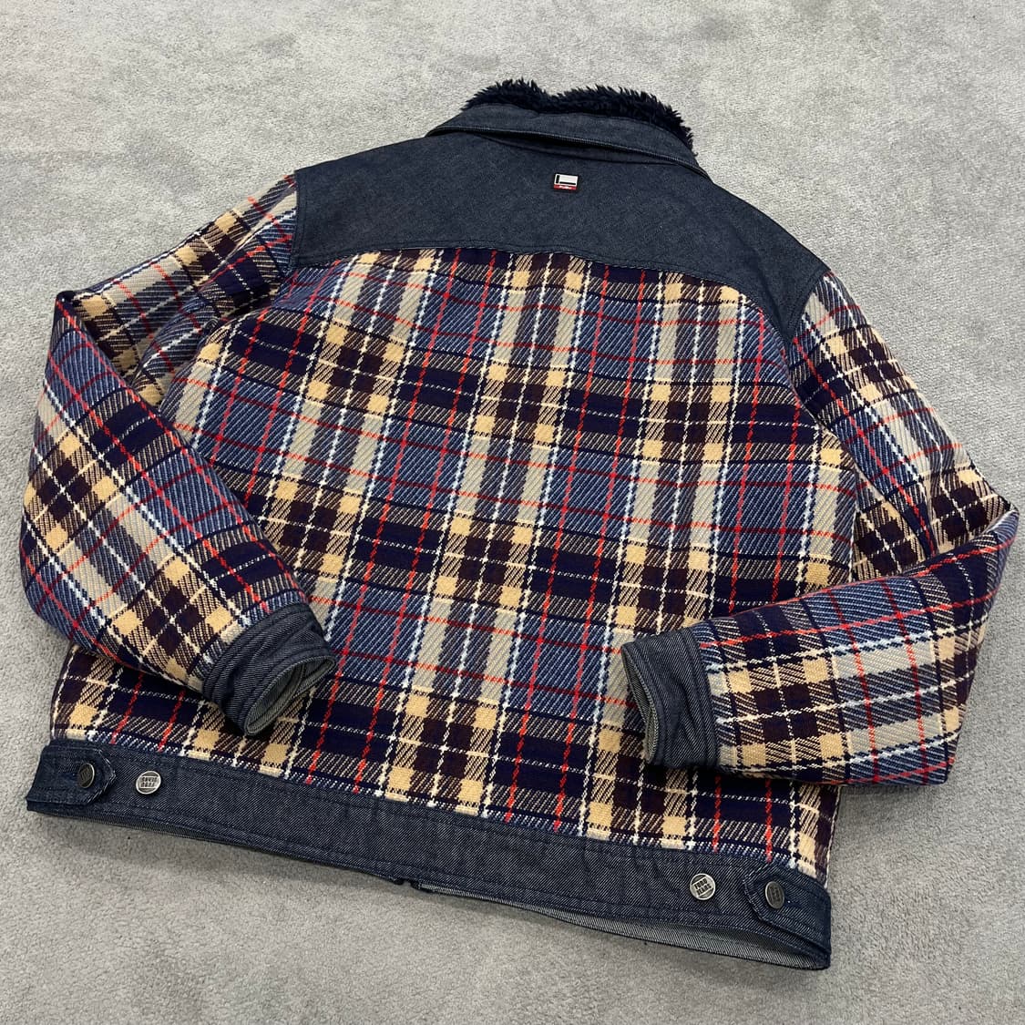 100 후부 체크 데님 울 니트 퀄팅자켓 상품이미지4