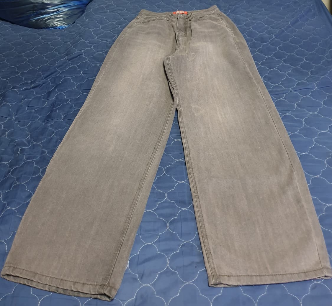 원원체이서 빈티지 피그먼트 워싱 와이드 데님팬츠 그레이 (S) 상품이미지1