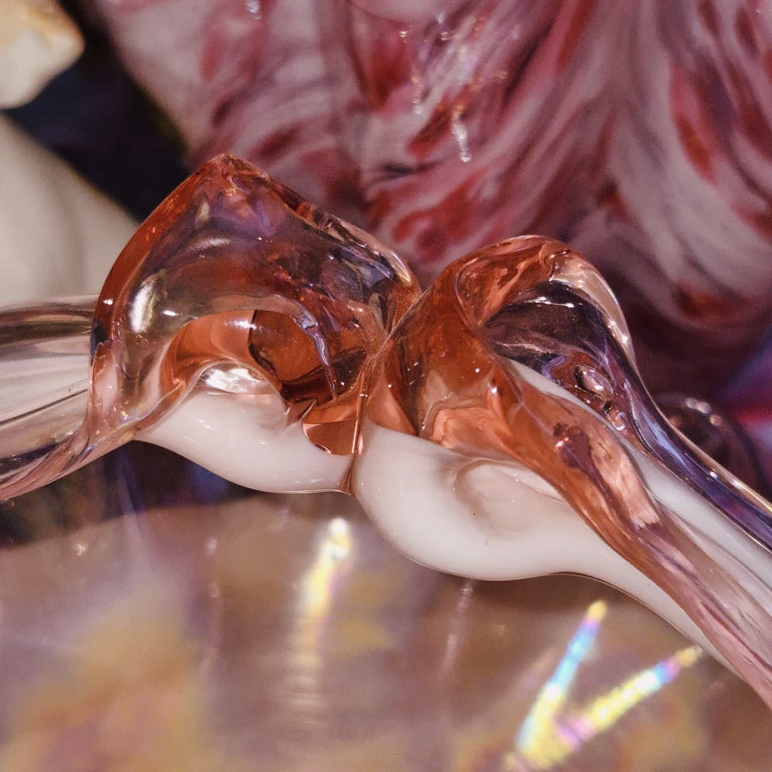 80s 쿠라타 아트글라스 오로라 러플 핑크 바구니 상품이미지8