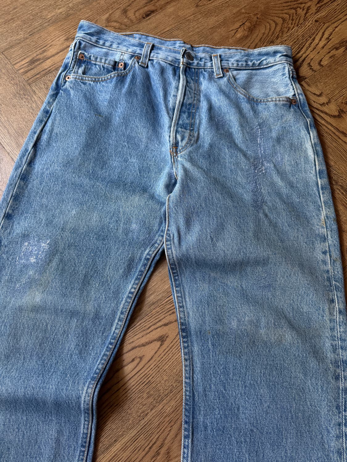 [33]90's 리바이스 Made In USA 501 리페어드 데님 팬츠 상품이미지2