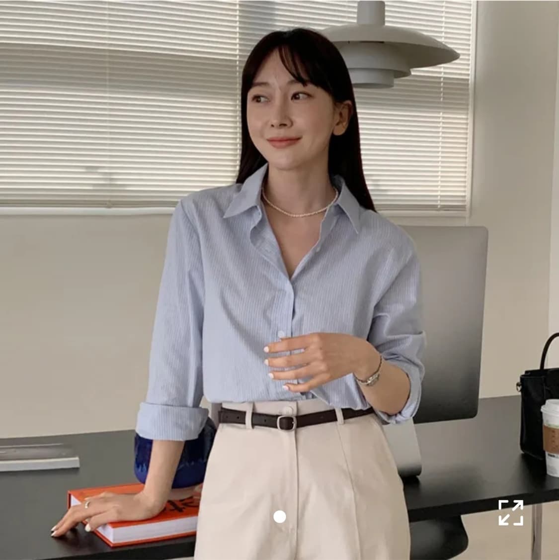 새상품) 업타운홀릭 제작 hour 블루 스트라이프 셔츠 상품이미지2