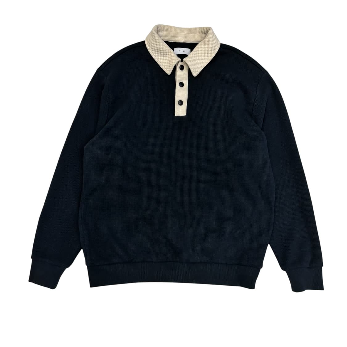 TNGT 네이비 세미오버 핏 카라 니트 상품이미지1