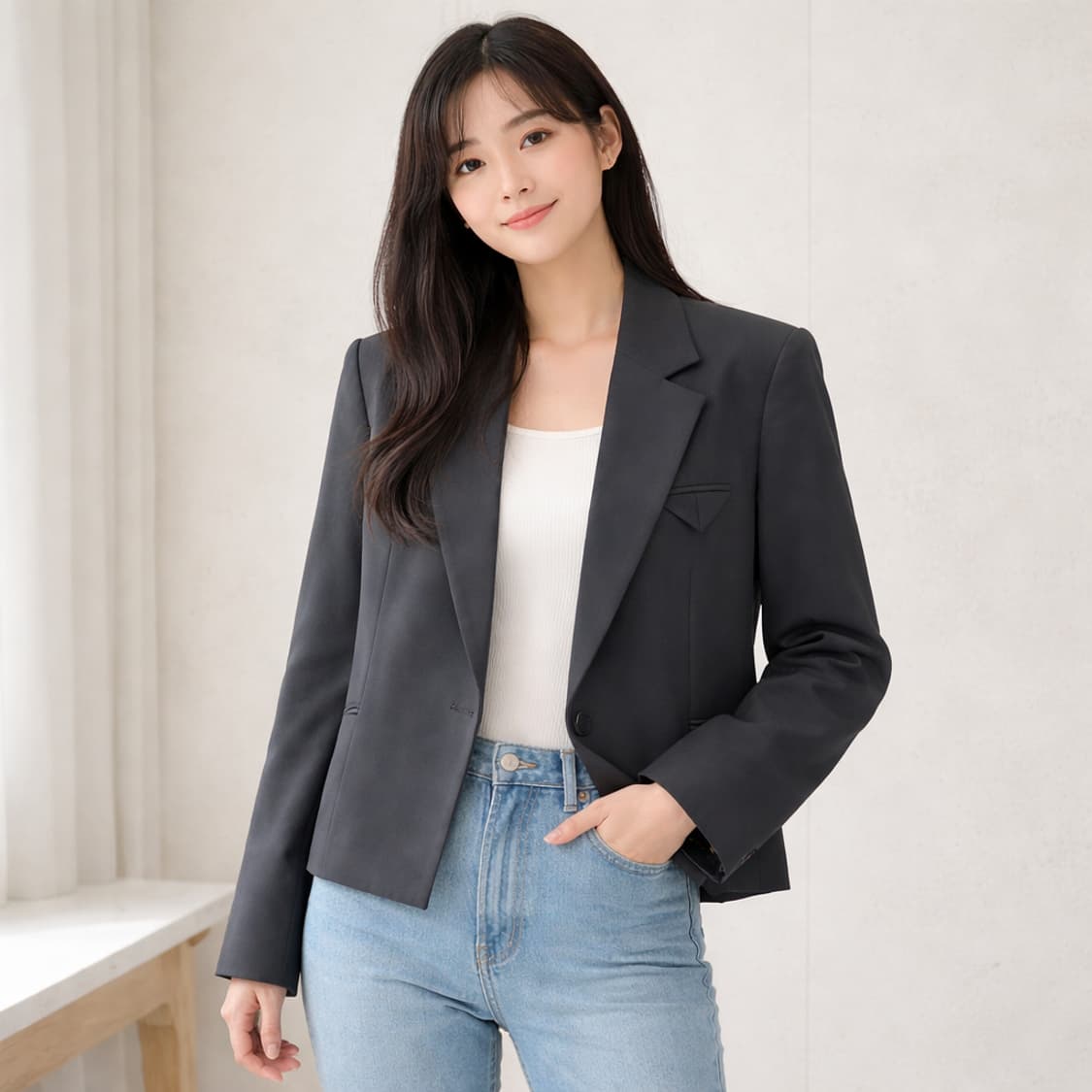 더일마(the ilma) 울 혼방 크롭 블레이저 숏 자켓 상품이미지2