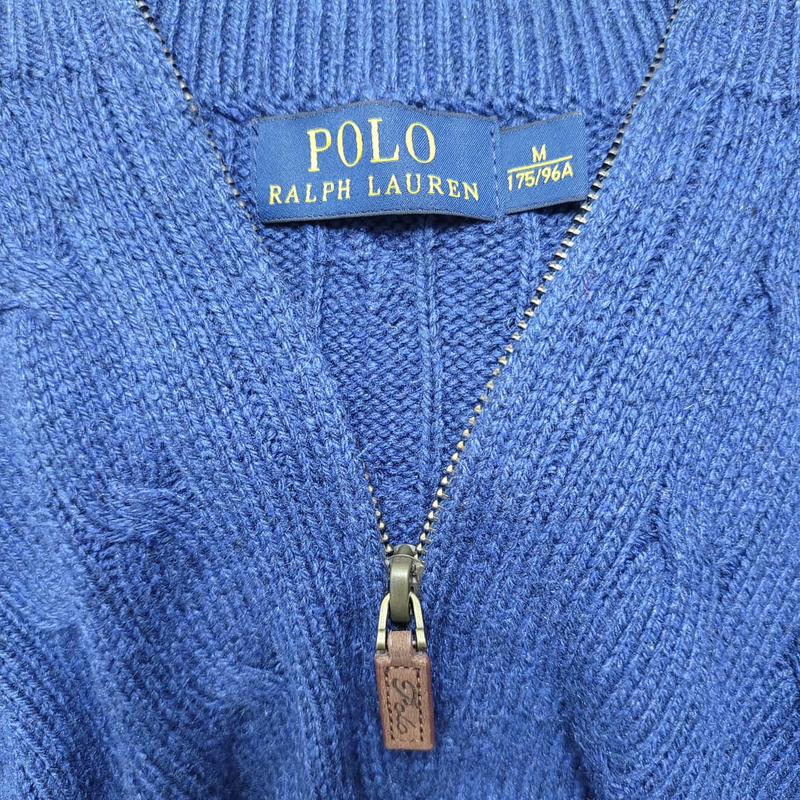 폴로랄프로렌 100%실크 꽈배기 게이블 반집업 긴팔 니트 스웨터 M사이즈 상품이미지3