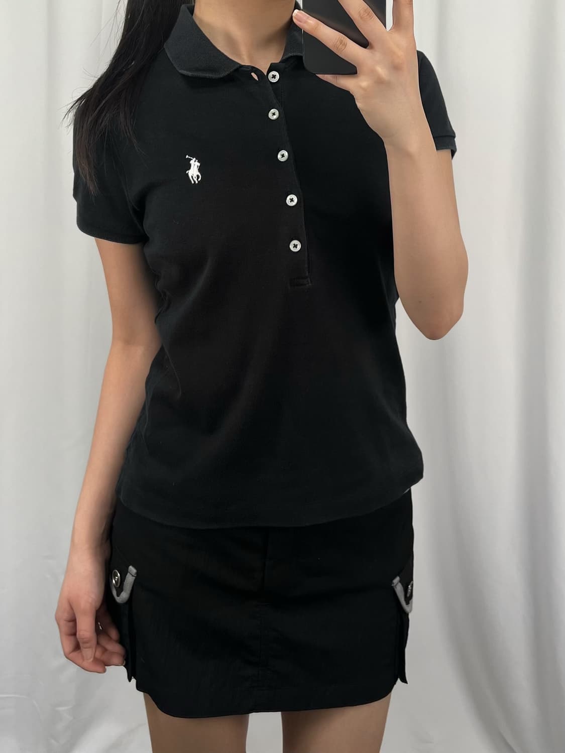 폴로 슬림핏 블랙 카라 반팔 상품이미지2