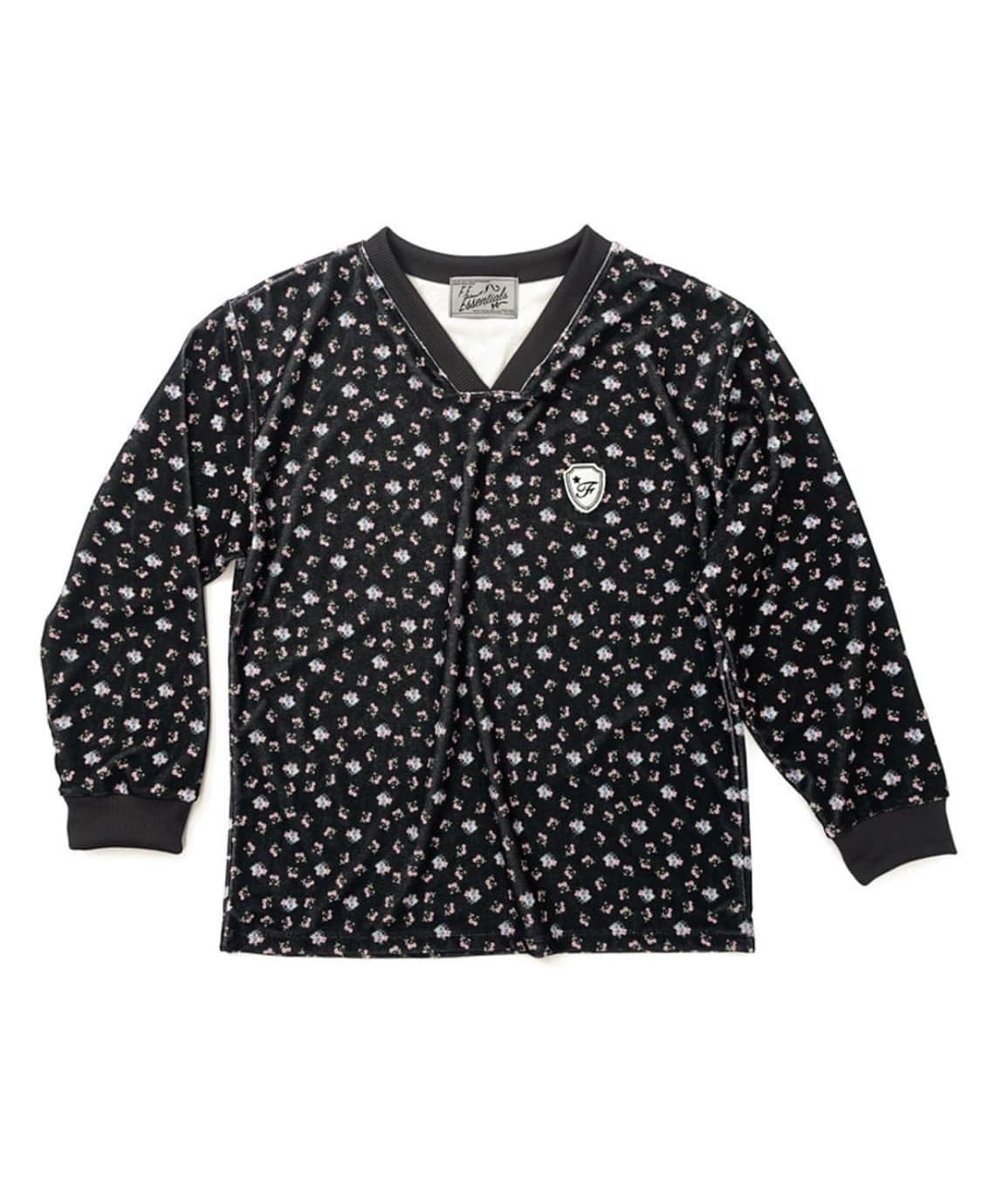 샵페어리 V neck flower terry shirt (black) 상품이미지1
