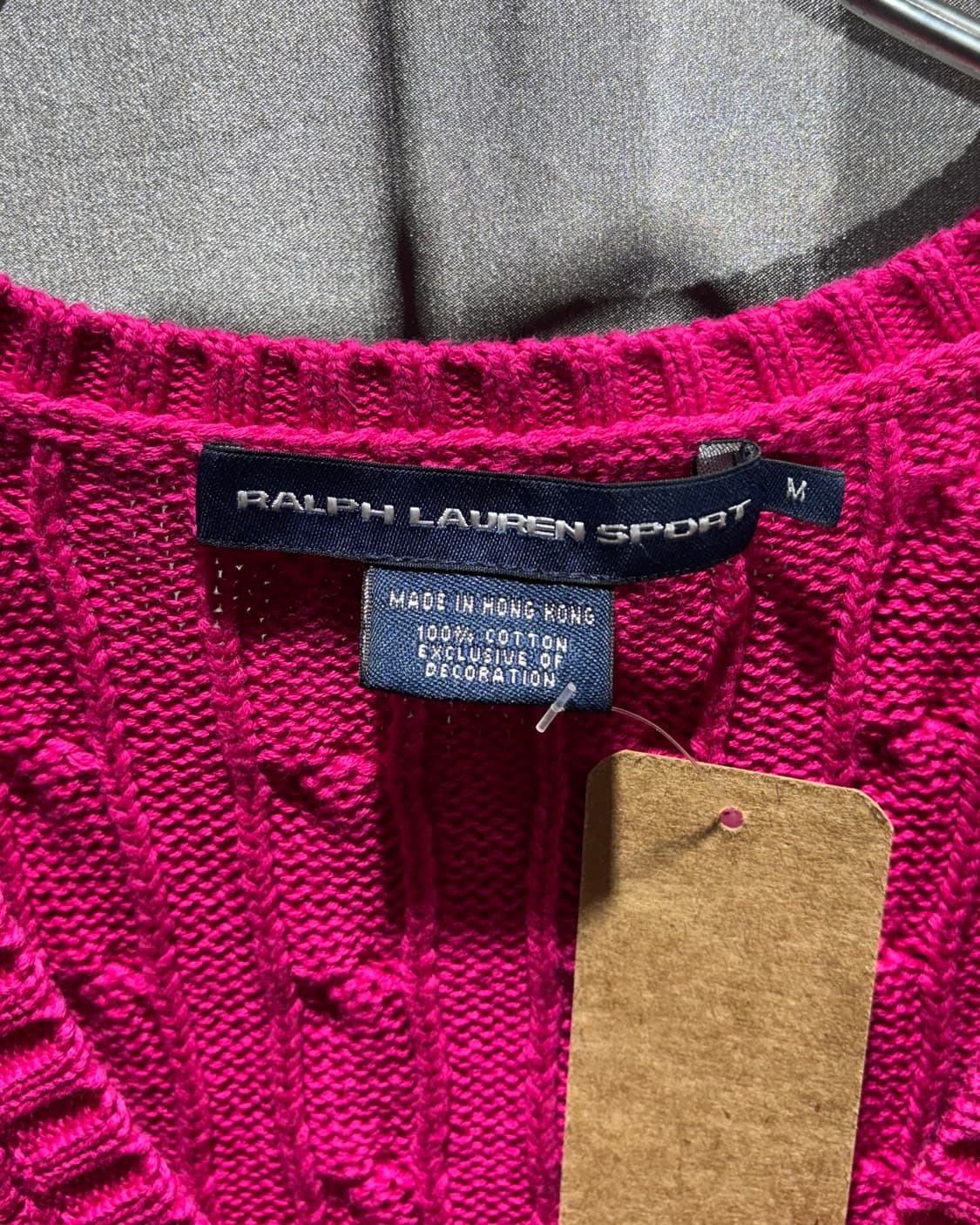 M 폴로랄프로렌 딥핑크 브이넥 케이블 니트 상품이미지5