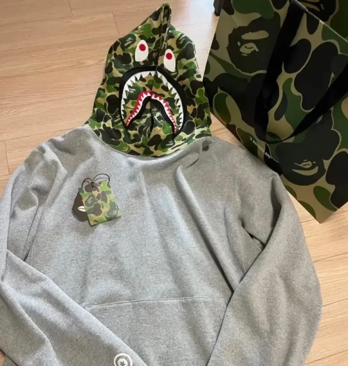 베이프 샤크후드 헤드 카모 그레이 회색 xxl 새상품 상품이미지1