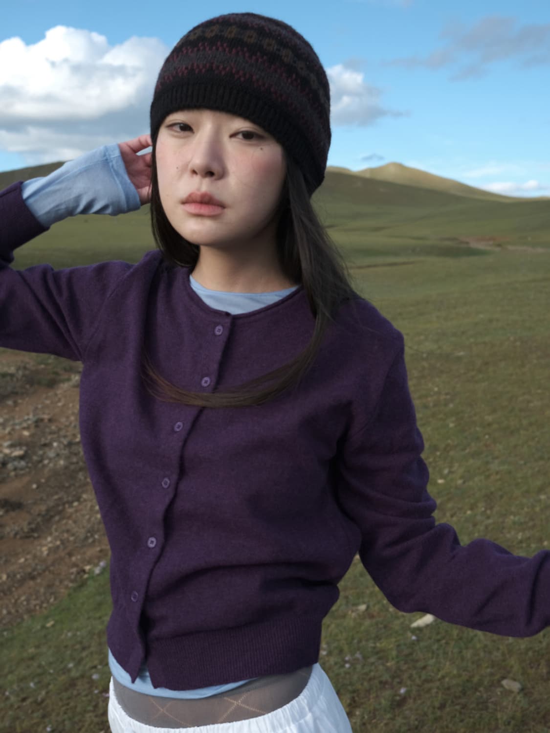 더기 소프트라운드 가디건 퍼플 상품이미지2