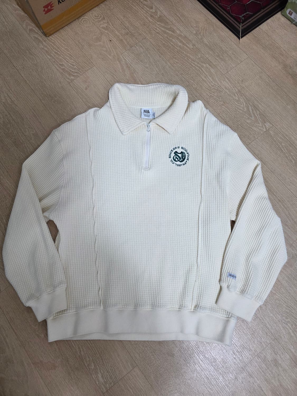 스컬프터 코튼 반집업 와플 니트 M 상품이미지1