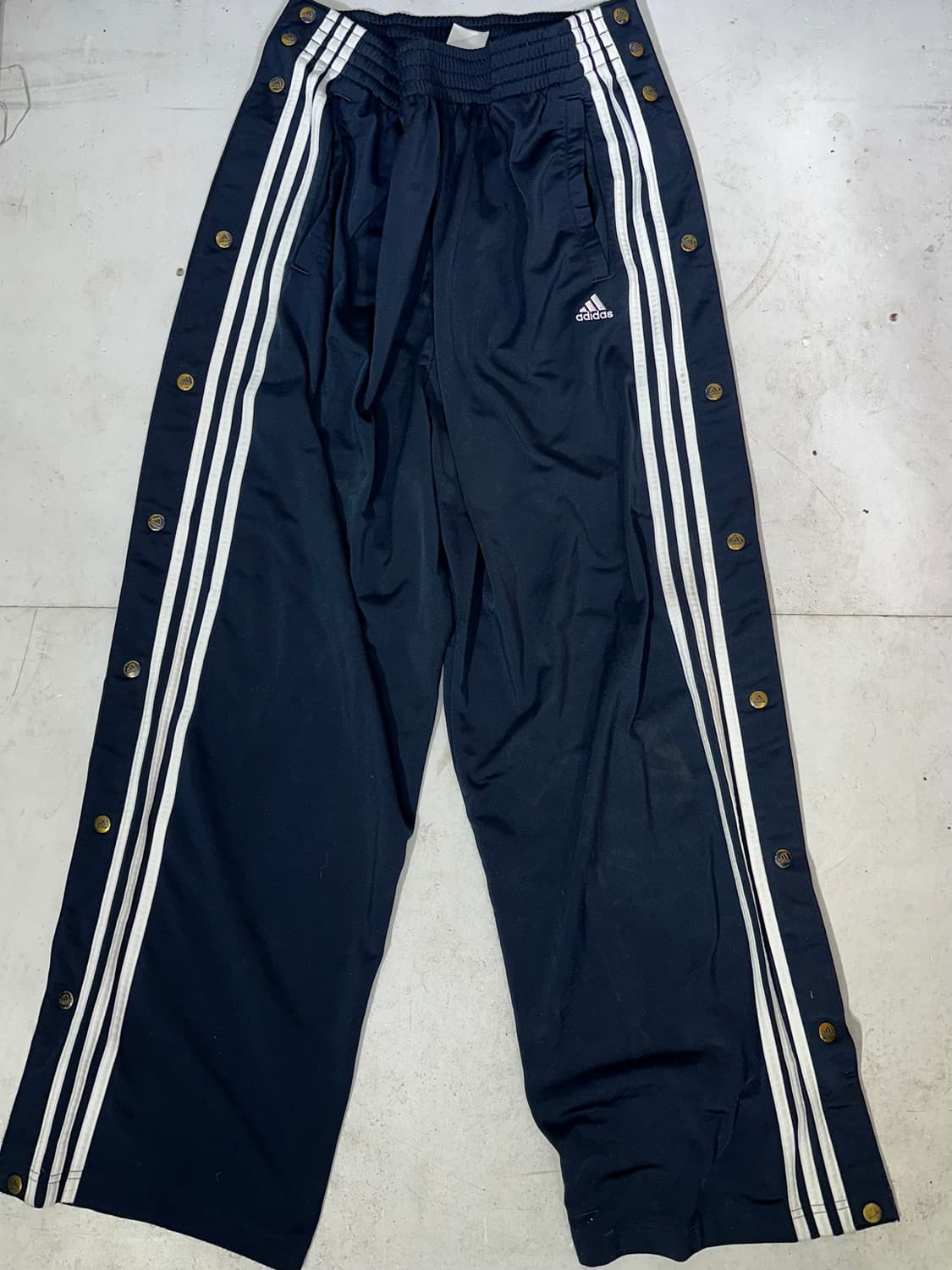 아디다스 네이비 와이드 스냅 단추 사이드 버튼 추리닝 트레이닝 팬츠 L 상품이미지4