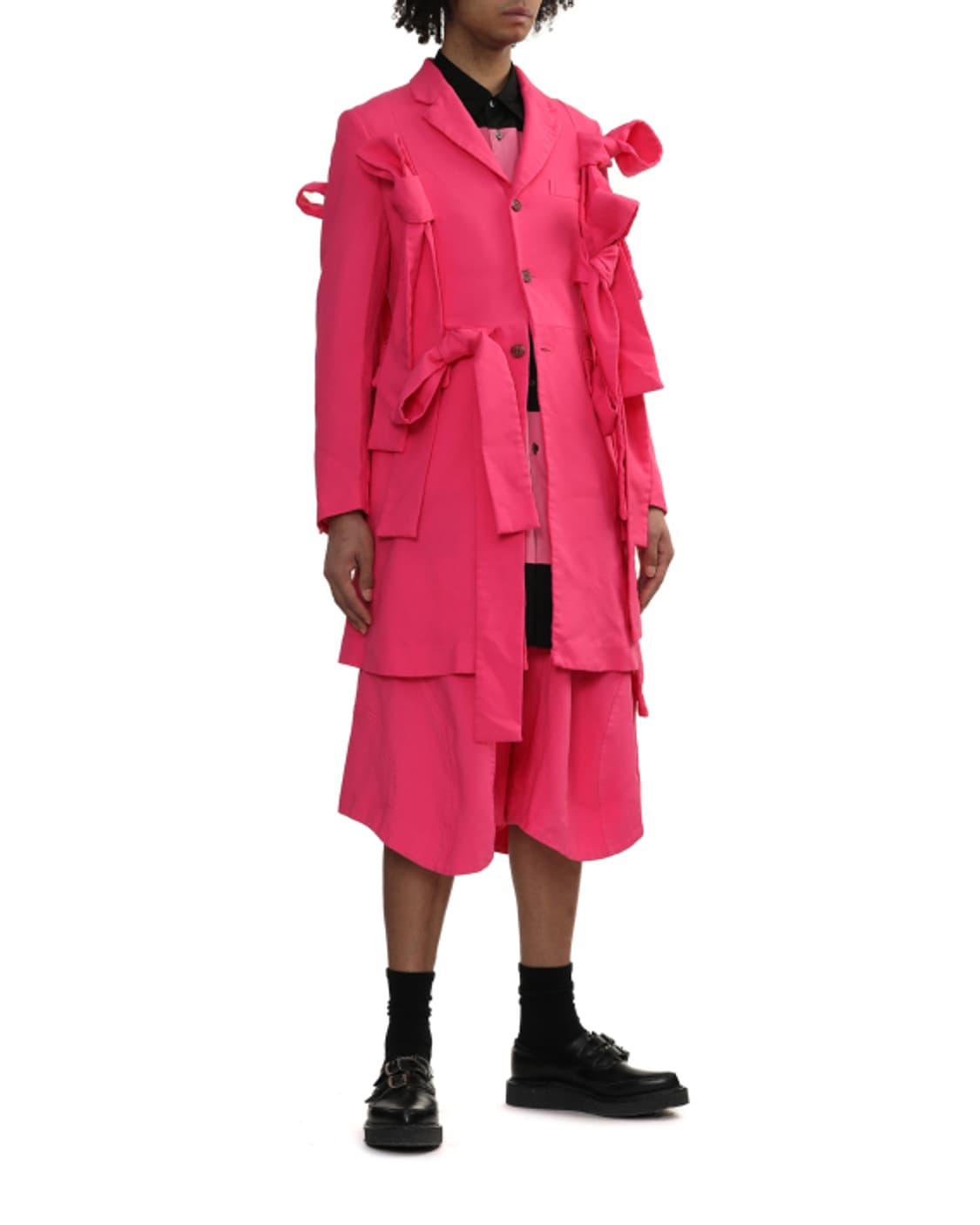 새상품 꼼데가르송 옴므플러스 핑크리본 코트 XS 상품이미지3