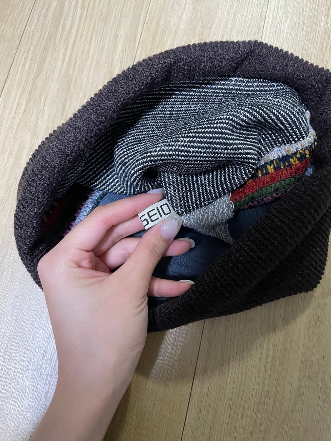 코이세이오 패치워크 비니 브라운 상품이미지7