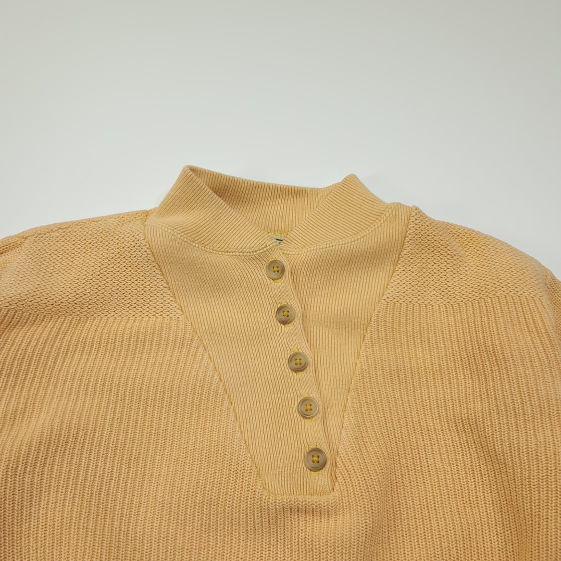 CL040 M 엘엘빈 80s 오리지널 미제 빈티지 버터 레몬 헨리넥 니 상품이미지2