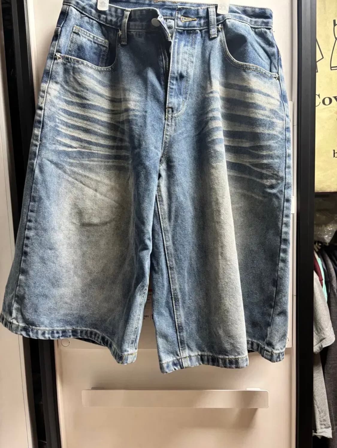 [S] 이지노이지 8부 데님 버뮤다 팬츠 딥 블루 상품이미지3