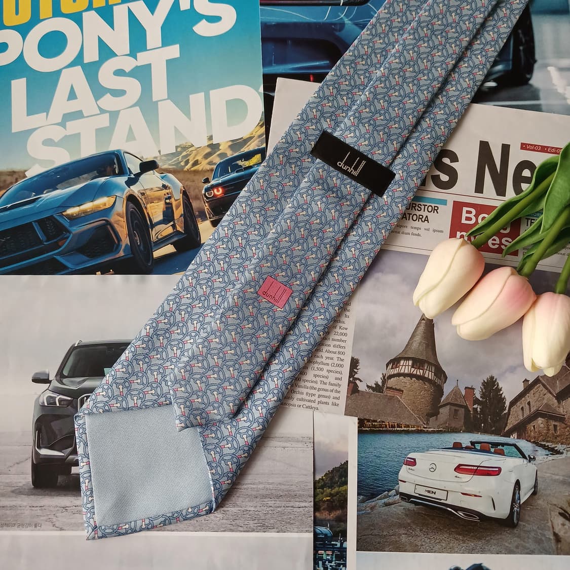 던힐 실크 스카이블루 스티어링 넥타이 9.3cm A+등급 A18914
 상품이미지4