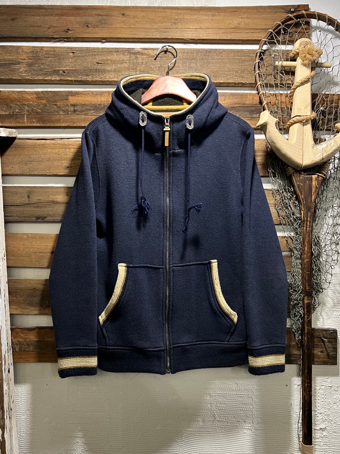 [M]Heartful Clothes&Dream 네이비 파일 후드 플리스 상품이미지1