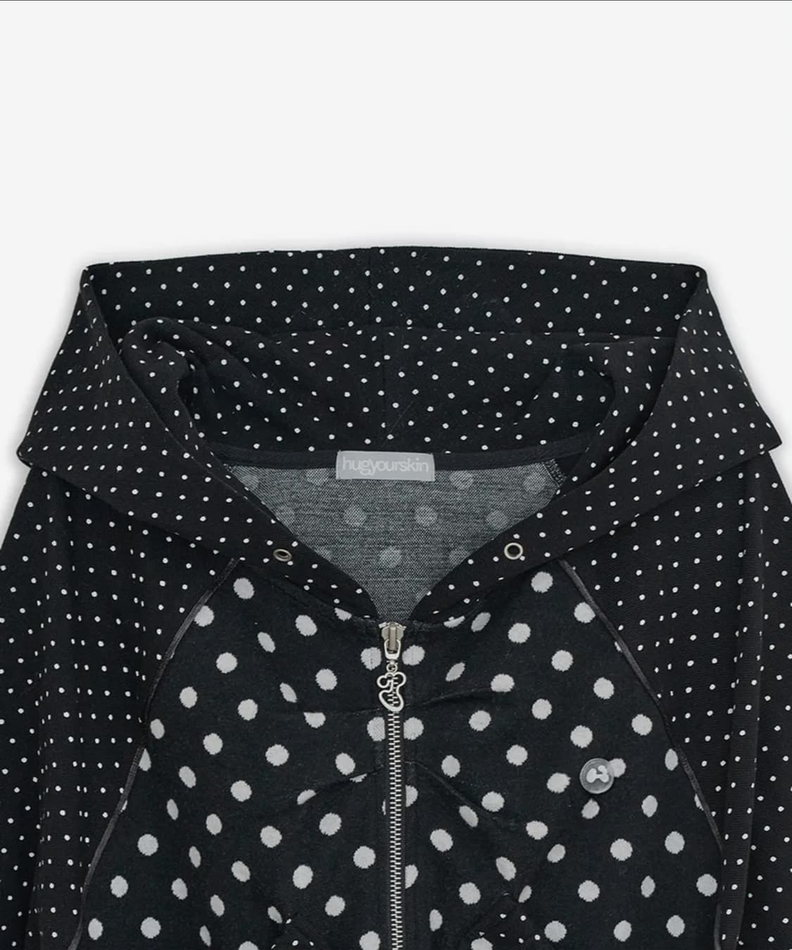 허그유어스킨 도트 빅 포켓 후드집업 블랙 상품이미지3