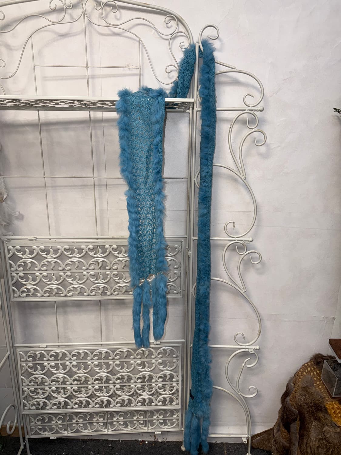 Daniel Hechter blue rabbit fur muffler 상품이미지3