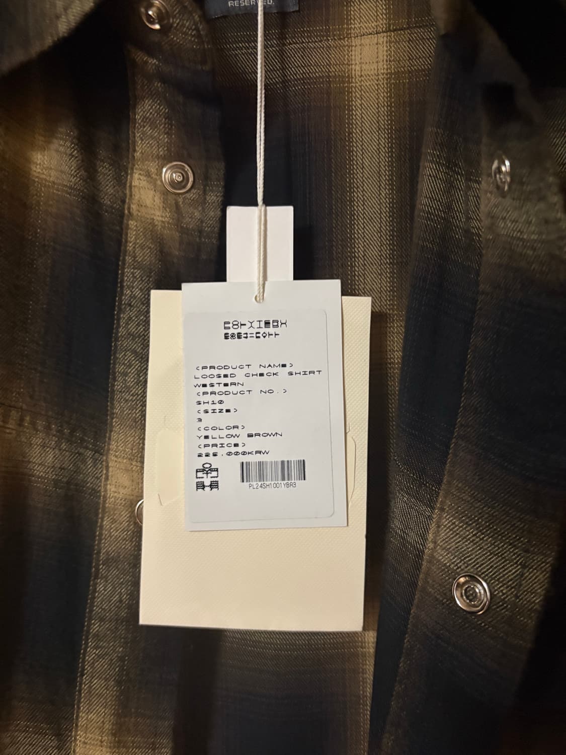 [3] 폴리테루 루즈드 체크 셔츠 웨스턴 옐로우 브라운 상품이미지3