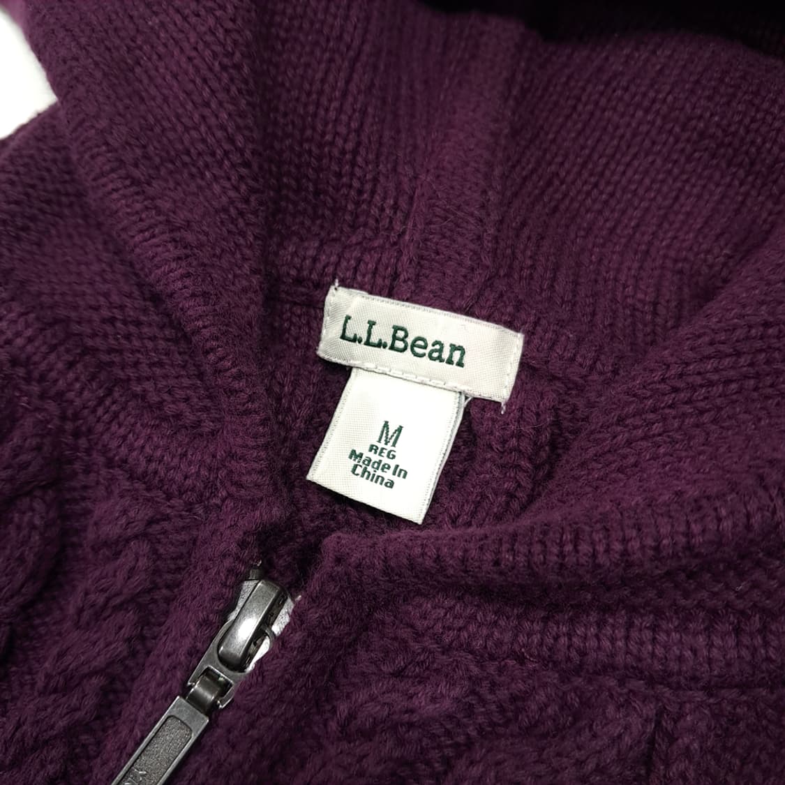 CL307 M 엘엘빈 00s 케이블 후드 집업 다크퍼플 니트 스웨터 상품이미지3