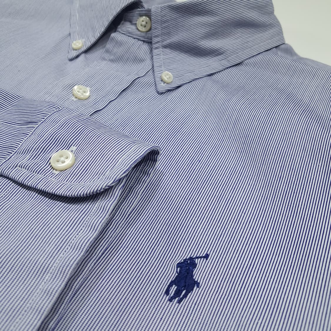 CL956 L 폴로 커스텀핏 다크네이비 핀스트라이프 드레스셔츠 상품이미지4