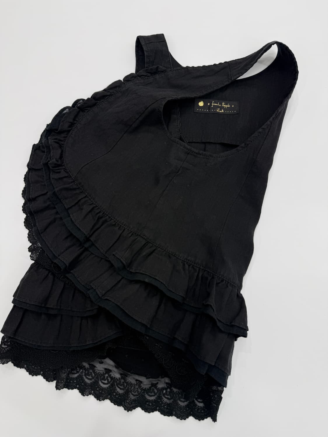 빈티지 franche lippee 블랙 레이스 프릴 슬리브리스 베스트 상품이미지4
