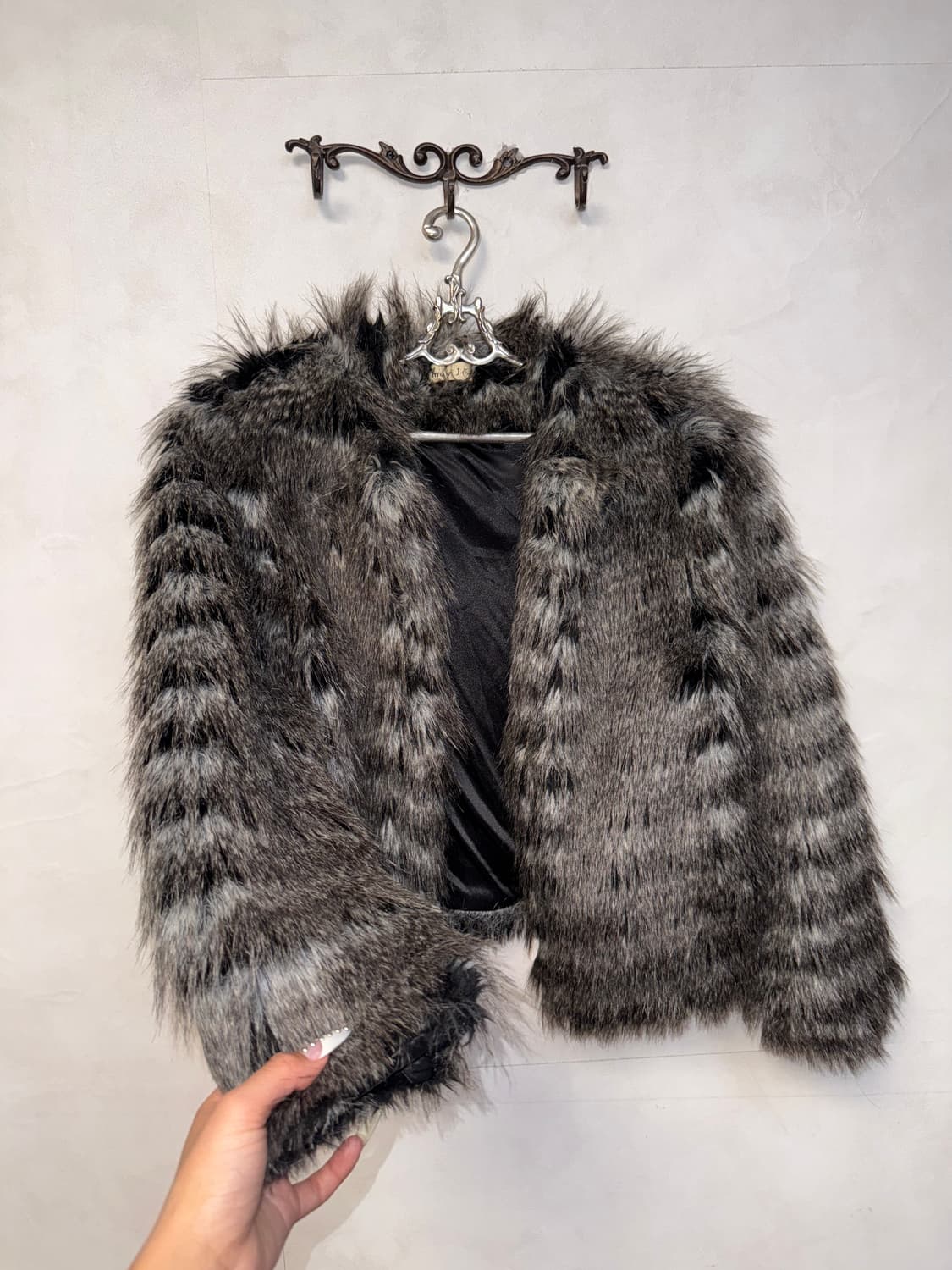Mixed gray grunge faux fur jacket  상품이미지2