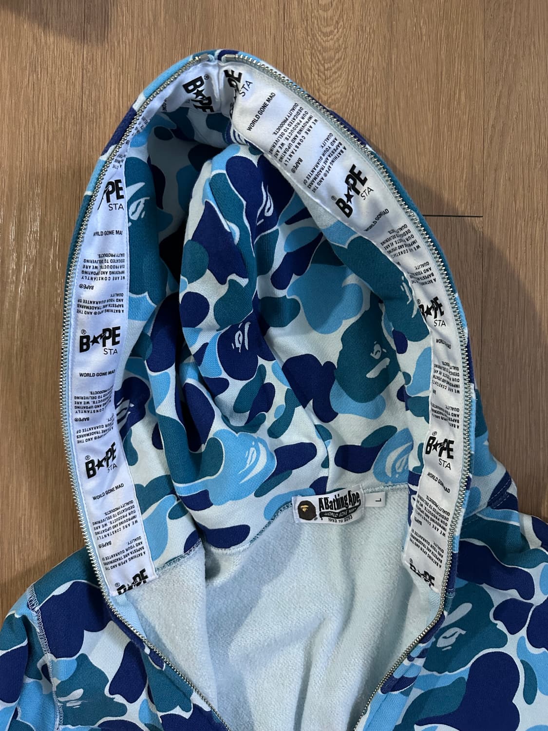 BAPE 블루 카모 풀집 후드 상품이미지2