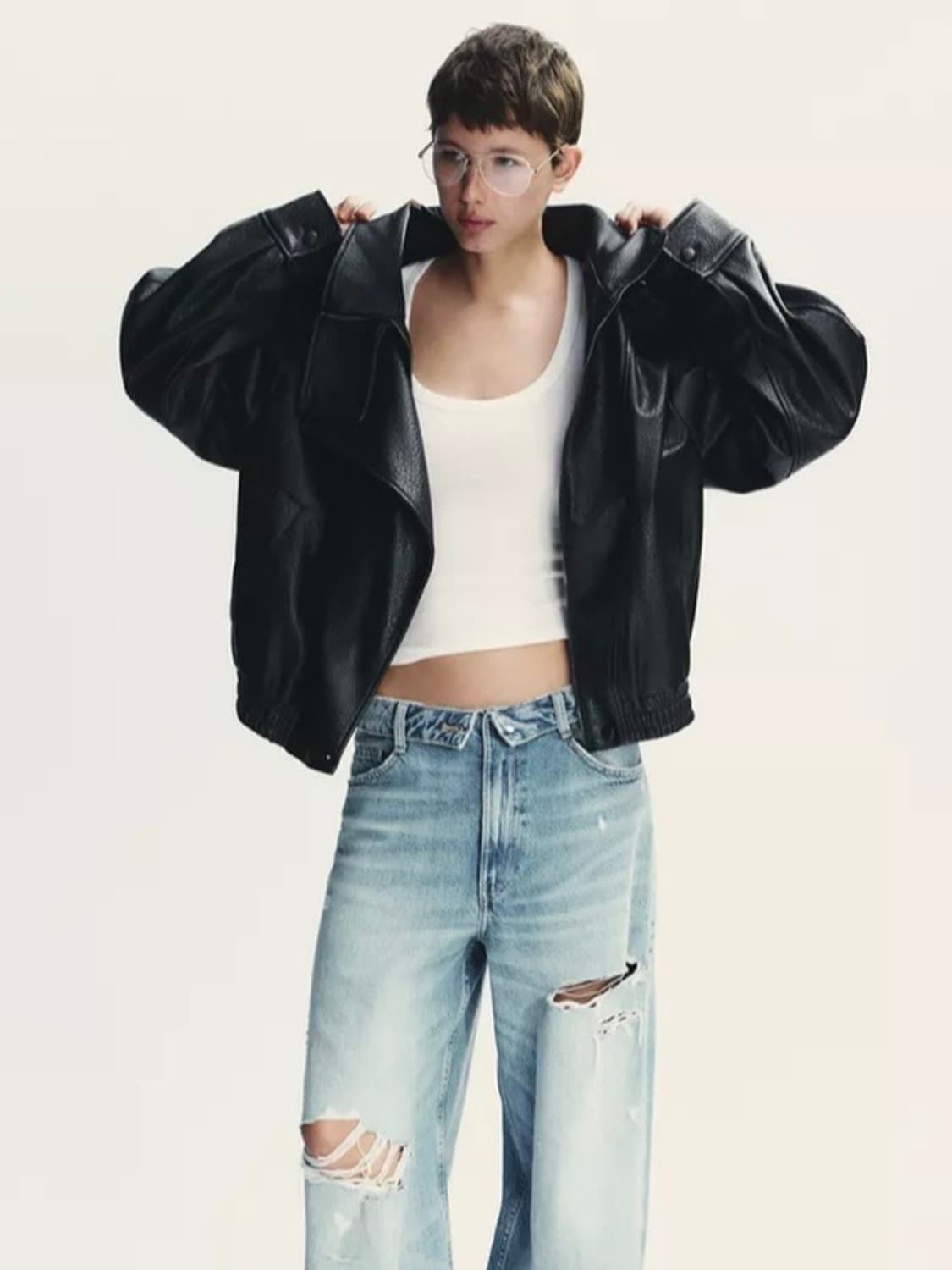 자라 페이크 레더 점퍼 자켓 상품이미지2