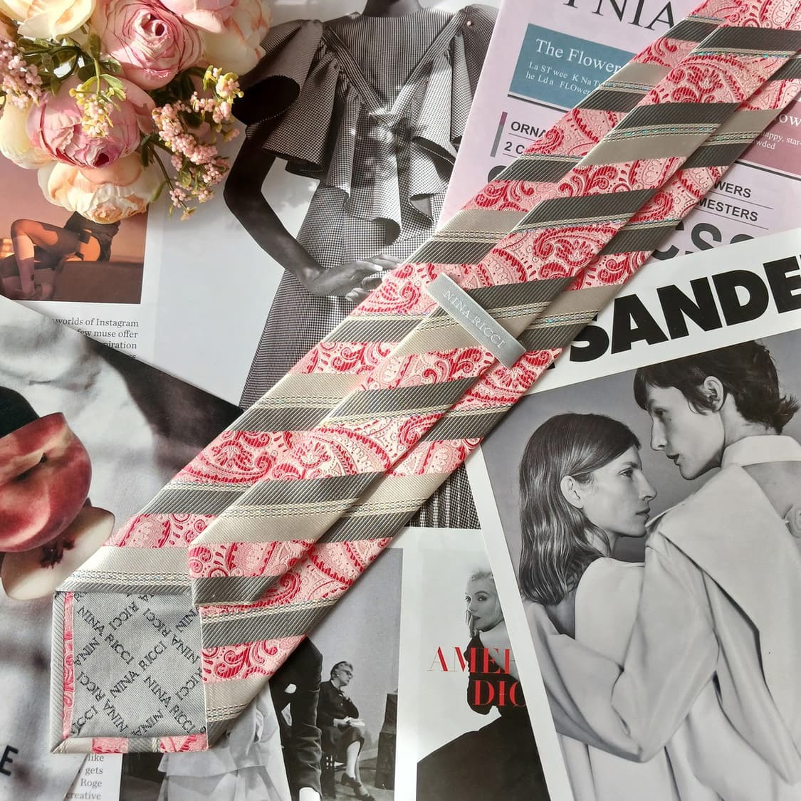 니나리치 실크 페이즐리 스트라이프 넥타이 9.2cm A+등급 A19845 상품이미지6