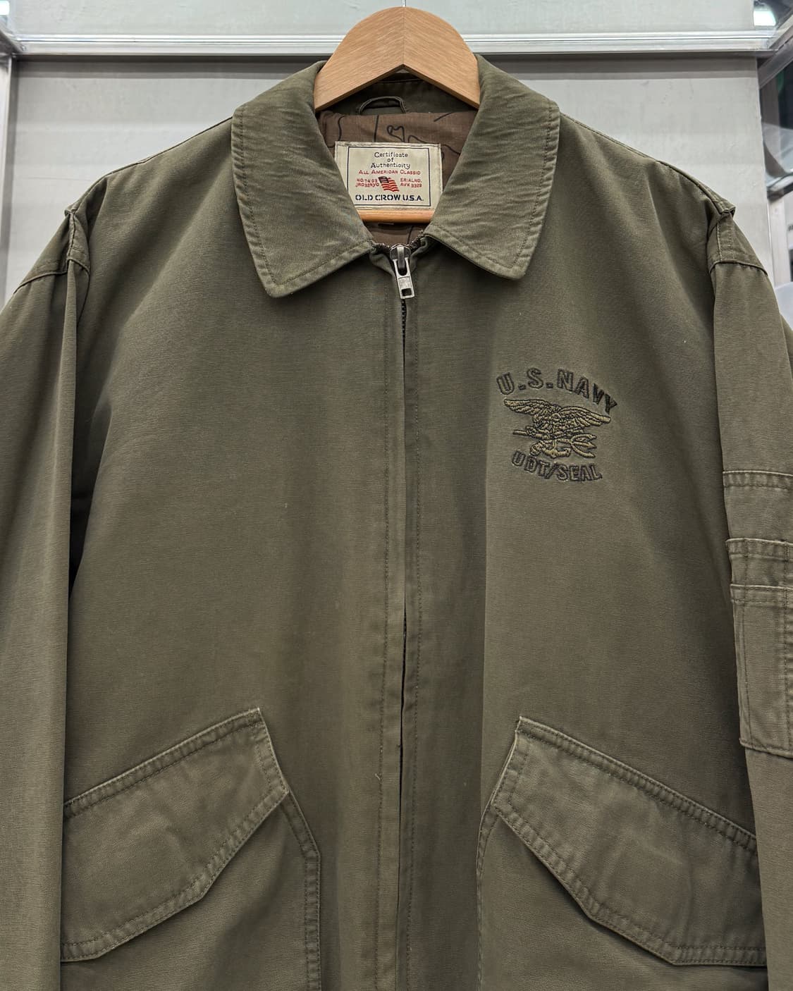 Old Crow USA US Navy 캔버스 코튼 봄버 자켓 상품이미지6