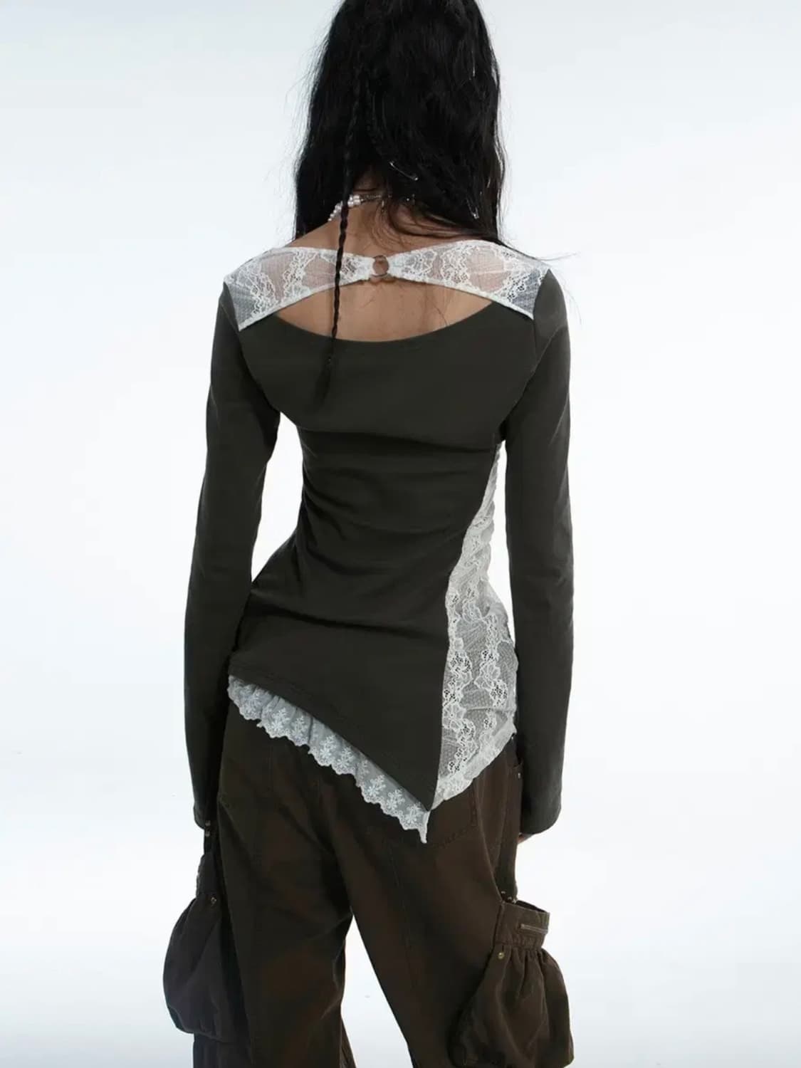 Lace Rabbit Printed Lon 테스트메커니즘 롱슬리브 그레이 상품이미지2