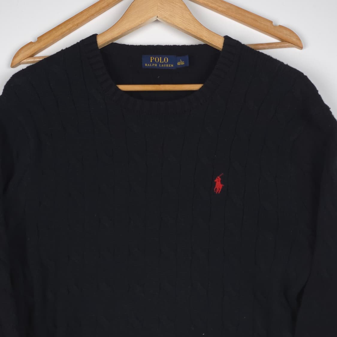 폴로 랄프로렌 코튼 케이블 니트 블랙 (L) 상품이미지3