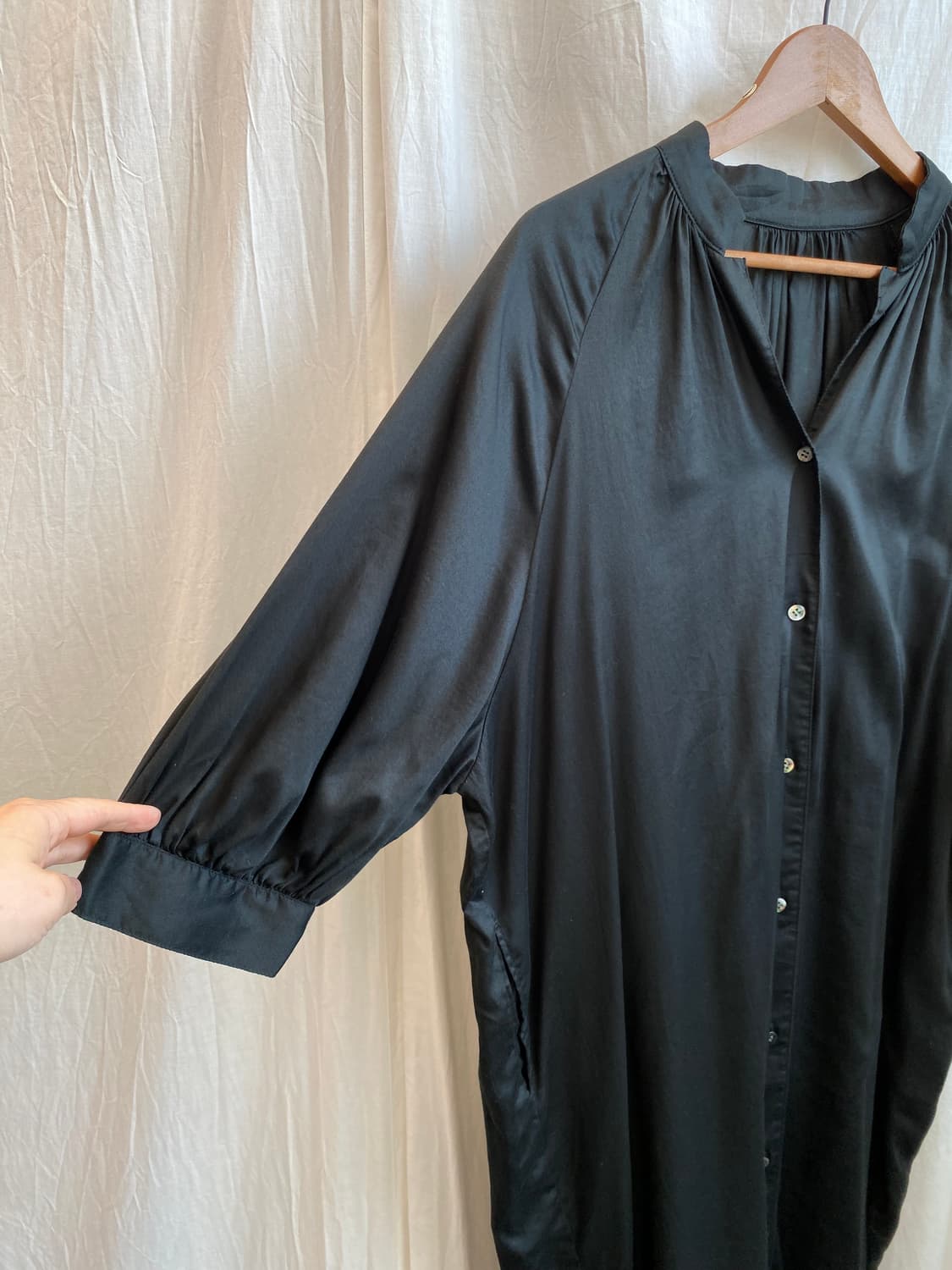 블랙 롱셔츠원피스(F) 상품이미지6