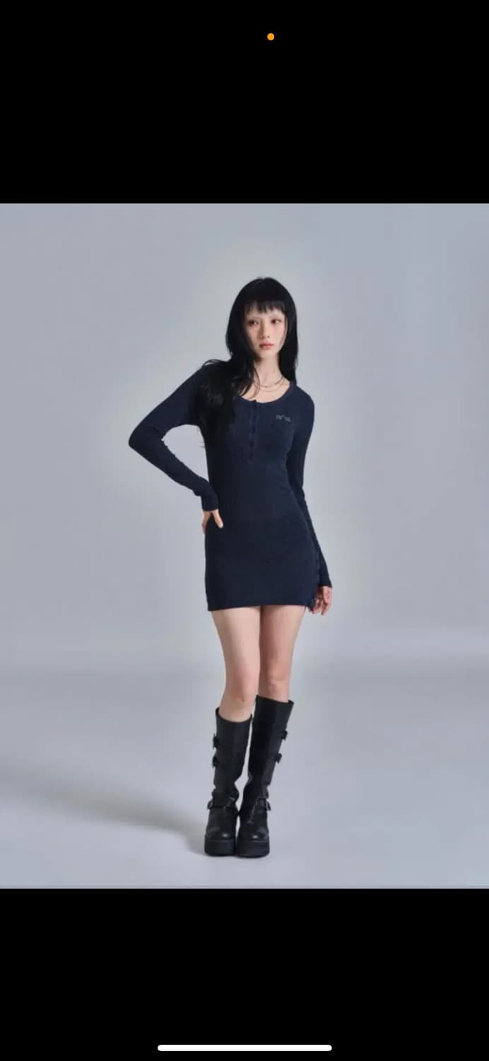애즈온 libbed combi mini dress 원피스 블루그린 상품이미지1