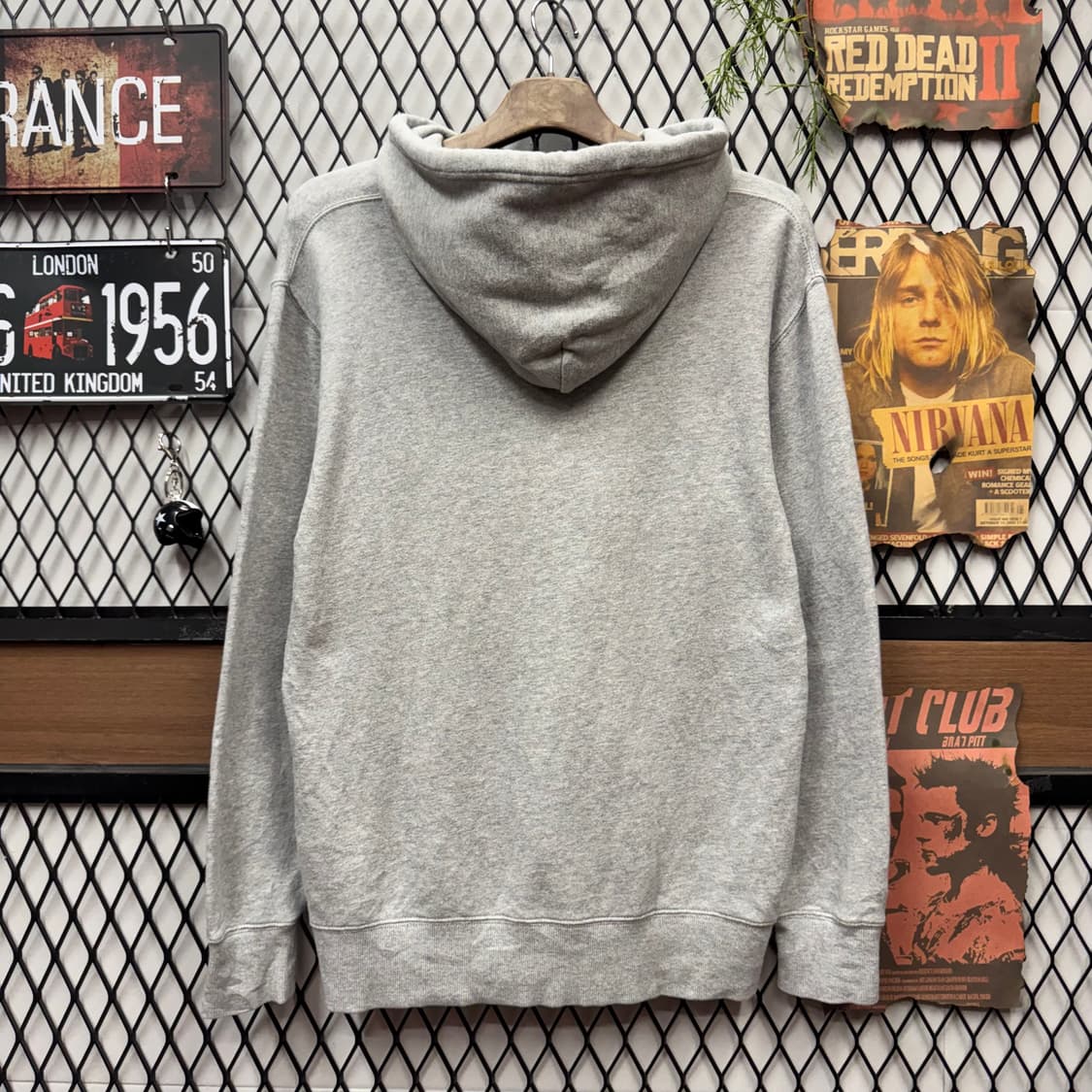 00s 알파인더스트리 후드티 전면 로고 레터링 포인트 그레이 상품이미지2