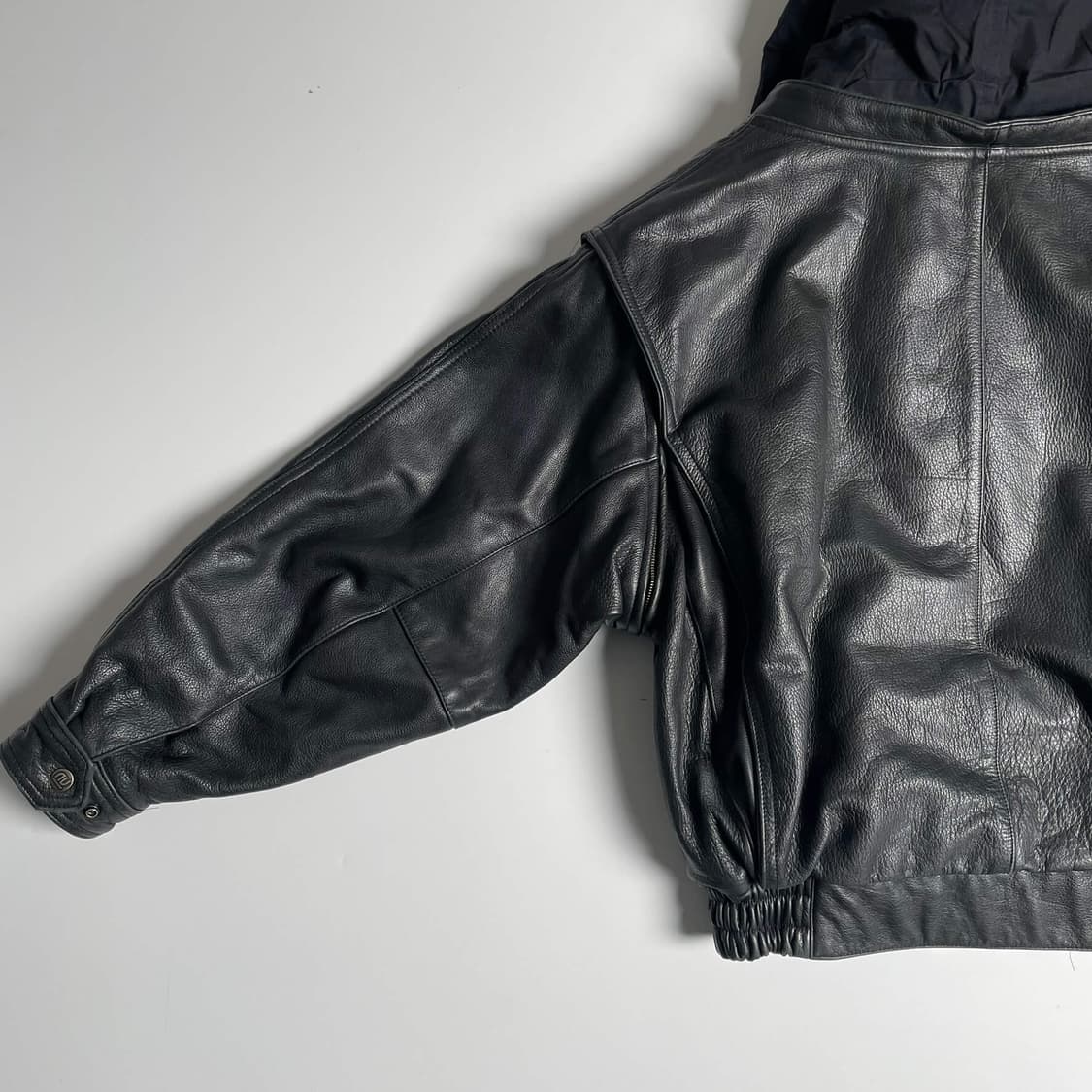 90's robert comstock 소가죽 히든 후드 지퍼 봄버 상품이미지9