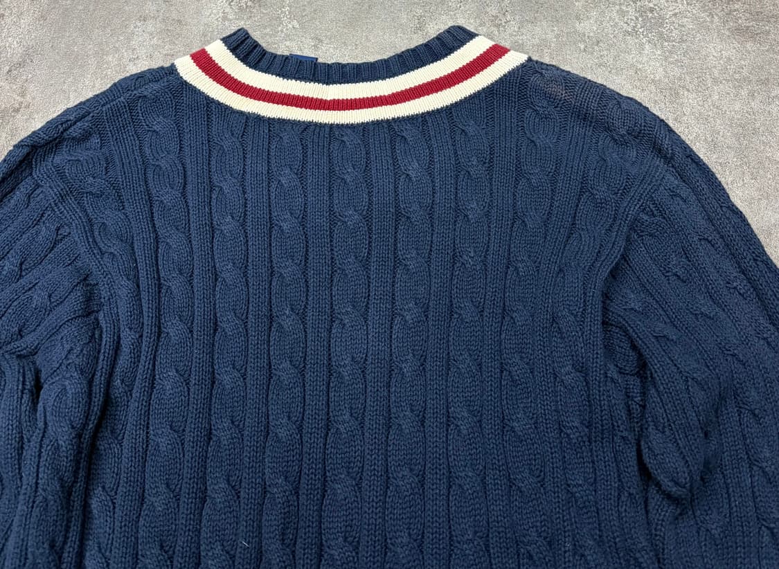 폴로 랄프로렌 네이비 꽈배기 V넥 니트 상품이미지6