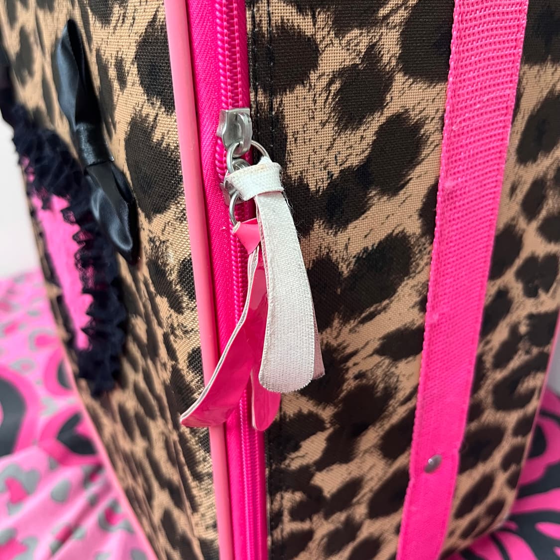 오네 히메갸루 대장 레이스 하트 레오파드 리본 캐리어 핀터깔y2k 00s 상품이미지4