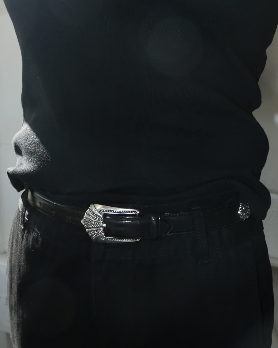 빈티지 웨스턴 블랙 레더 벨트 상품이미지2