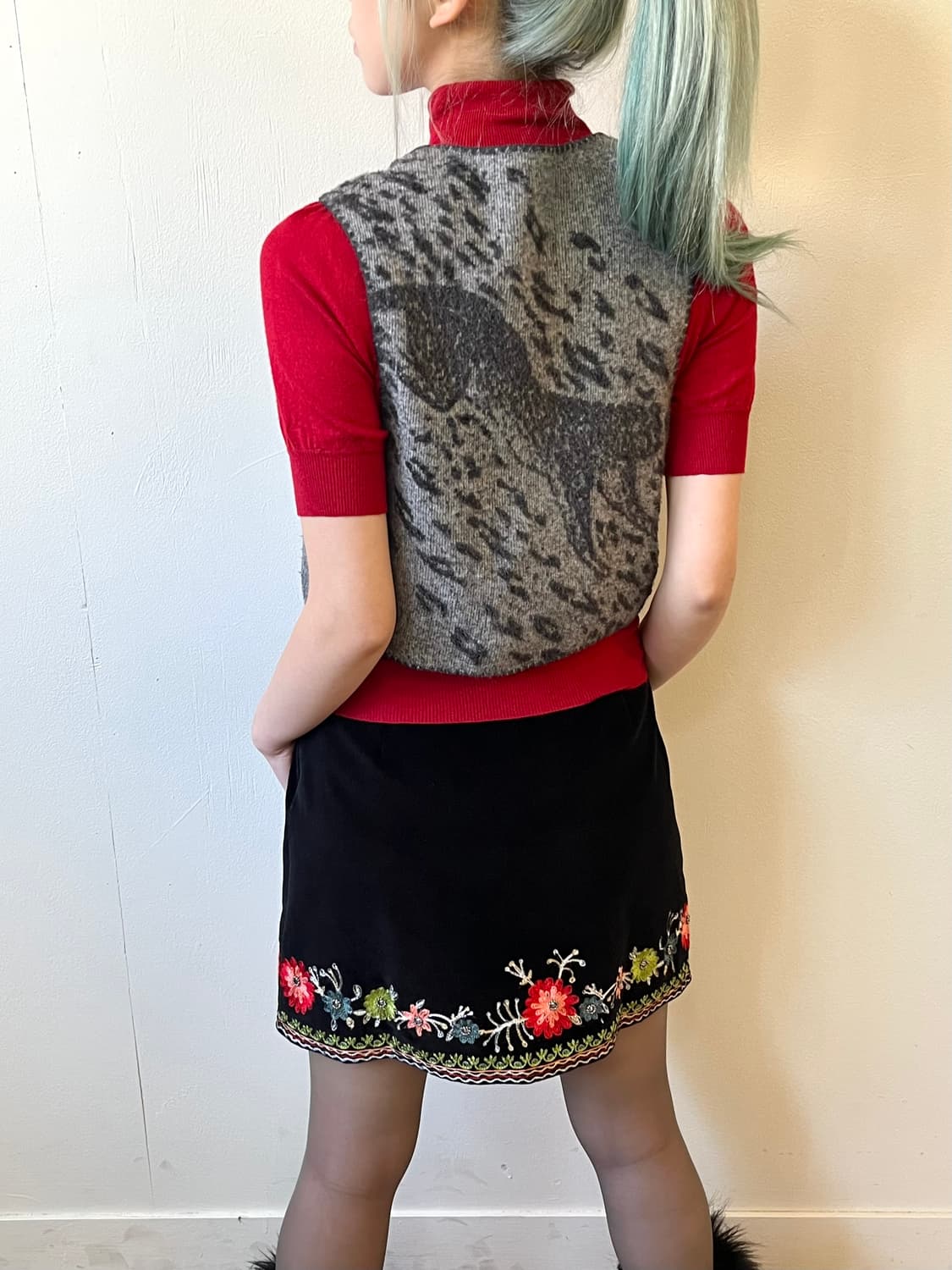 Japan vtg 호피 앙고라 베스트 상품이미지3