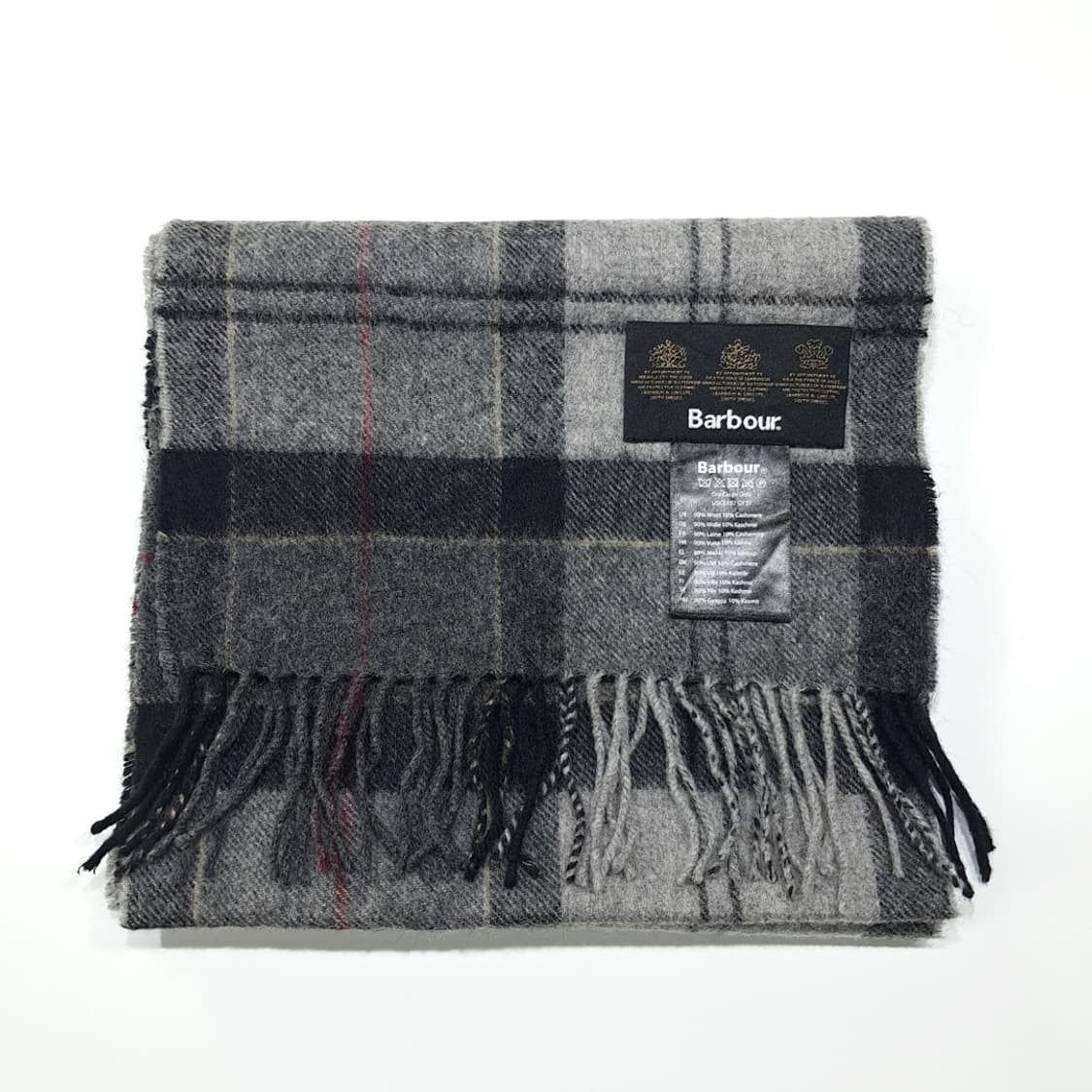 MX631 바버 00s 울캐시미어 타탄체크 그레이 머플러 목도리 상품이미지6