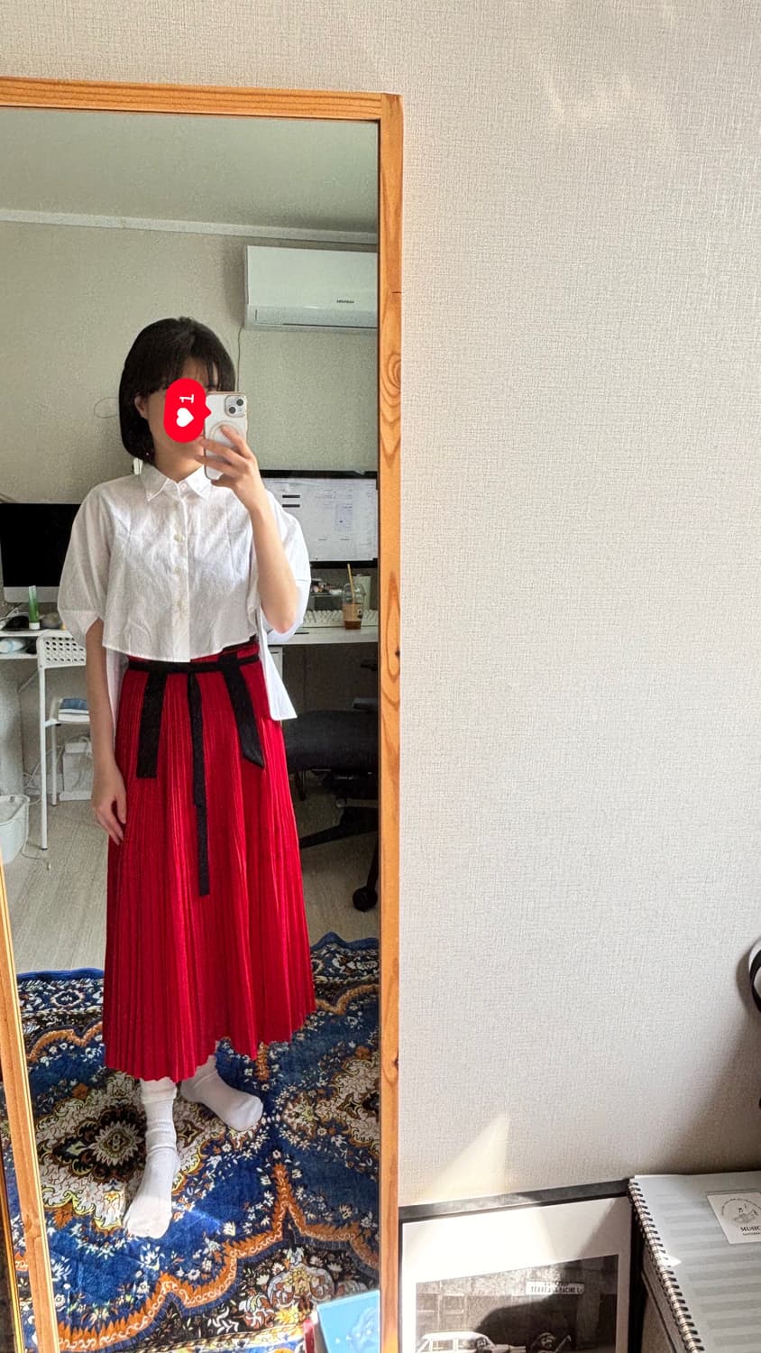 꼼데가르송 Red Pleats Ribbon Skirt 상품이미지5